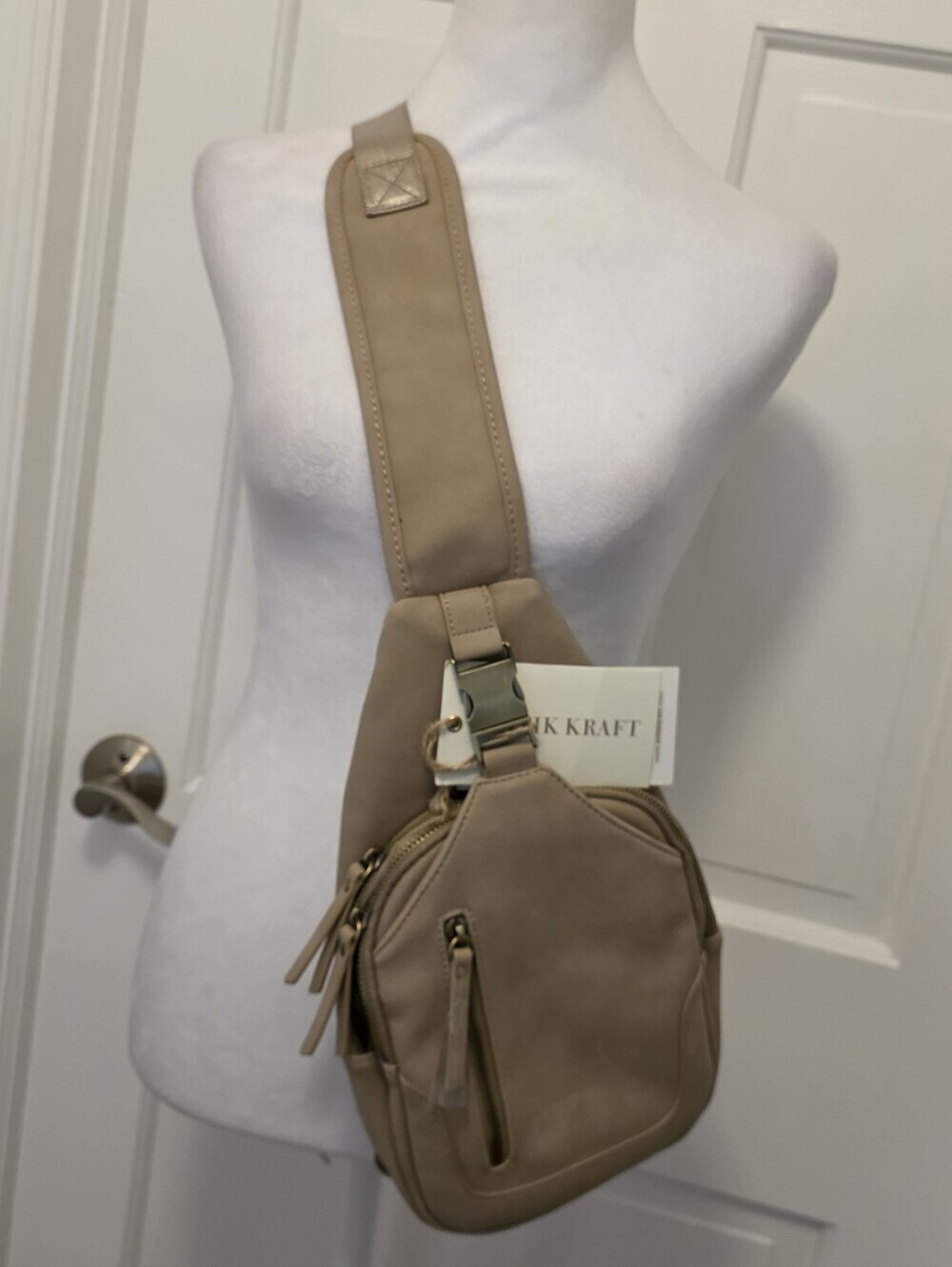 NWT Antik Kraft Beige Crossbody Sling Bag, Versatile, Casual, Travel